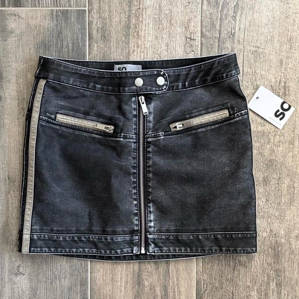 SO Black Denim Pencil Skirt with Zipper